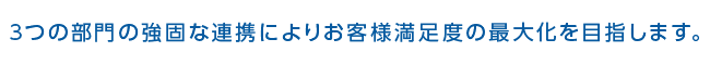 3つの部門の強固な連携によりお客様満足度の最大化を目指します。